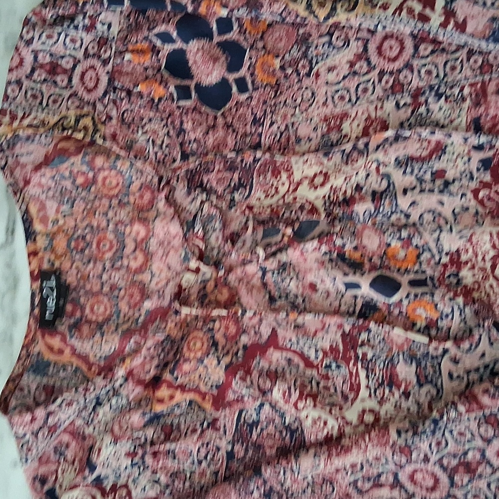 Rue21 Vibrant Red and Black Patterned Top